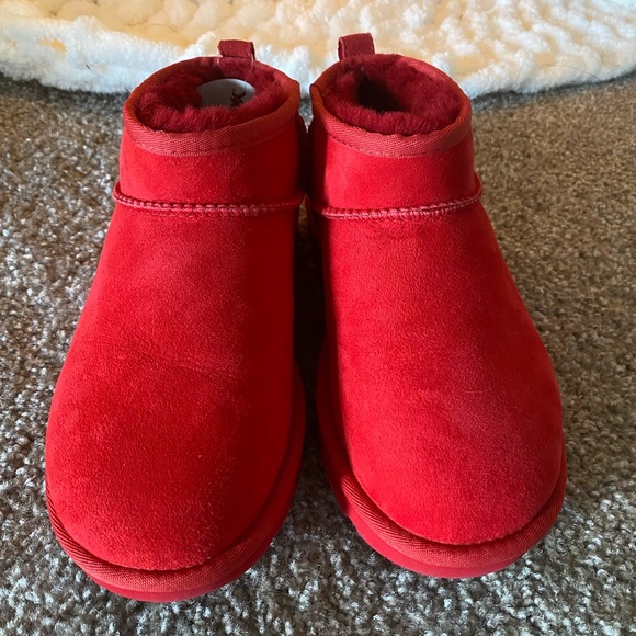 Red Ugg Ultra Mini Boots - Picture 2 of 4